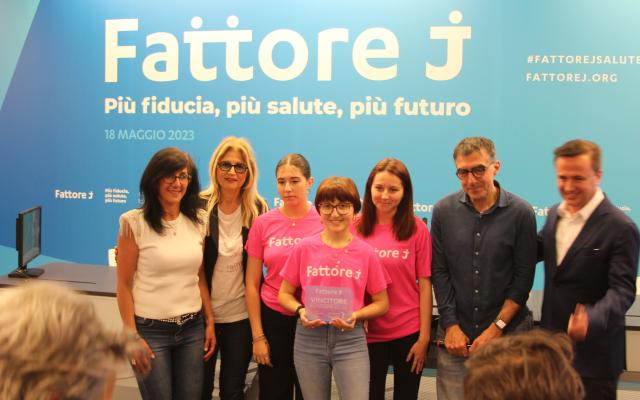 Greta all'evento finale di Fattore J